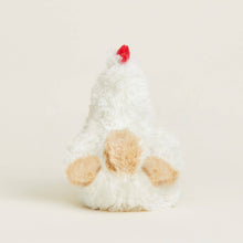 Load image into Gallery viewer, White plush chicken toy with tan wings and red comb on neutral background