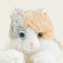 Load image into Gallery viewer, Soft plush calico cat stuffed animal with blue eyes and tri-color fur