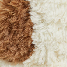 Load image into Gallery viewer, Close-up of brown and cream colored plush cow fur texture showing soft fluffy material