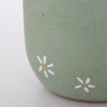 Load image into Gallery viewer, Bell Planter Painted - 3&quot; | Bees, Arch, Daisy, Chilis: Green with Daisies
