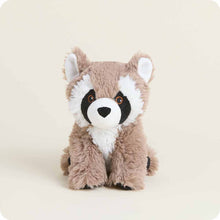 Load image into Gallery viewer, Plush brown raccoon stuffed animal with black eye mask and white chest sitting upright