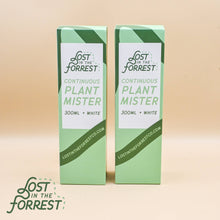 Load image into Gallery viewer, Two white and green Lost in the Forrest continuous plant mister spray bottles 300ml