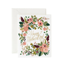 Load image into Gallery viewer, Floral Mother's Day greeting card with pink flowers and gold lettering plus envelope