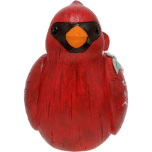 Load image into Gallery viewer, Red cardinal decorative garden figurine with orange beak and black face markings