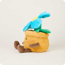 Load image into Gallery viewer, Adorable plush flower pot toy with blue flower, green leaves and brown legs