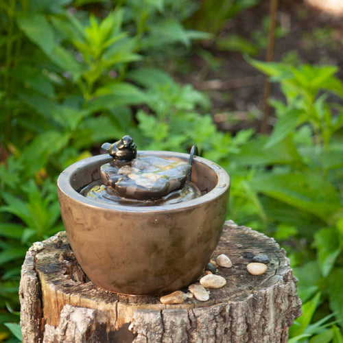 Bronze Bird on Leaf Garden Water Fountain with Pump