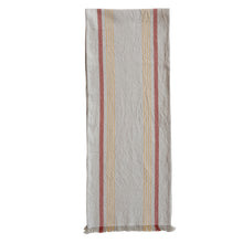 Load image into Gallery viewer, Woven Cotton Striped Table Runner with Eyelash Fringe