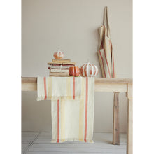 Load image into Gallery viewer, Woven Cotton Striped Table Runner with Eyelash Fringe