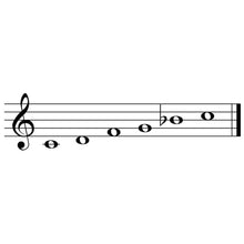 Load image into Gallery viewer, Musical staff with treble clef and ascending notes in black and white