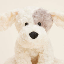 Load image into Gallery viewer, Cream and brown curly plush dog stuffed animal with black nose and eyes