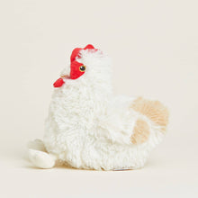 Load image into Gallery viewer, White plush chicken toy with red comb and wattles against cream background