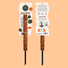 Load image into Gallery viewer, Two coconut fiber plant support poles with black stakes and bendable coco coir wrapping