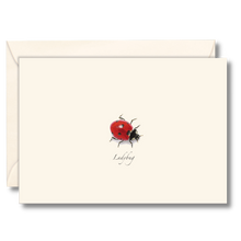 Load image into Gallery viewer, Elegant cream notecard featuring watercolor ladybug illustration with matching envelope