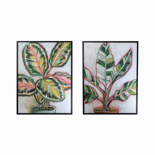 Wood Framed Glass Wall Décor with Botanical Print, 2 Styles