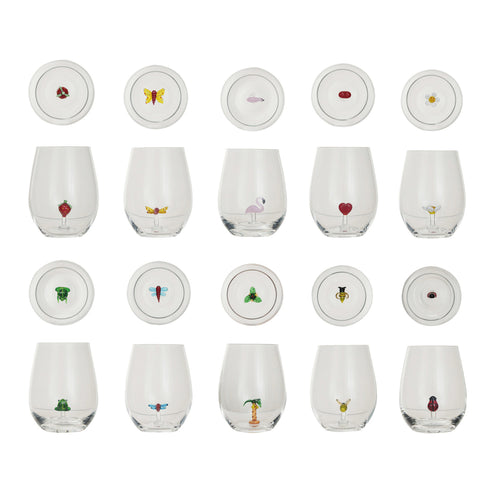 Stemless Wine Glass w/ Figure Inside, 10 Styles
