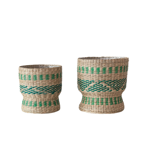 Seagrass Baskets w/ Plastic Lining, Set of 2