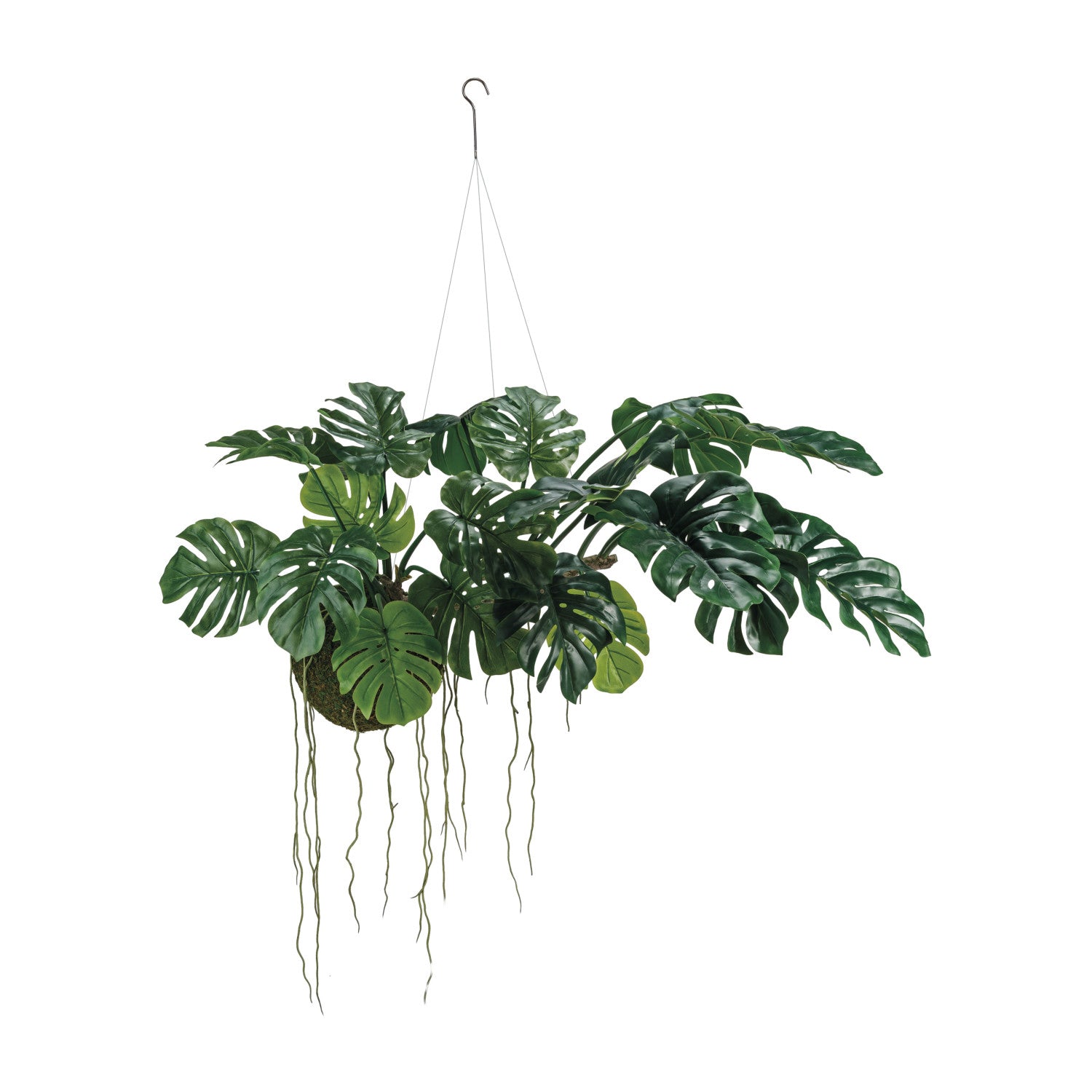 Hanging Faux Monstera Kokedama - No Maintenance Decor  Wasson Nursery