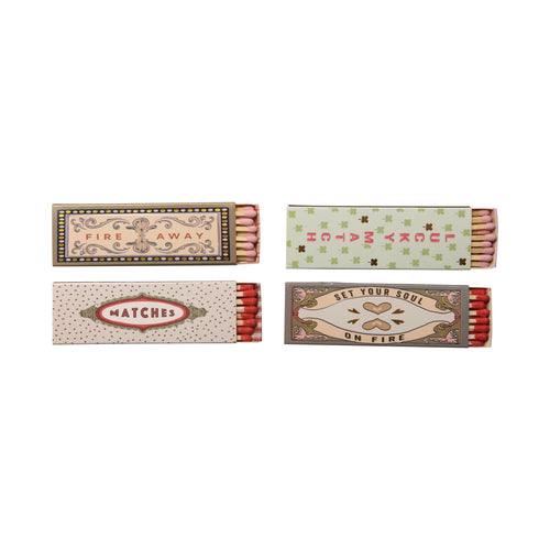 Safety Matches in Matchbox w/ Saying, 4 Styles