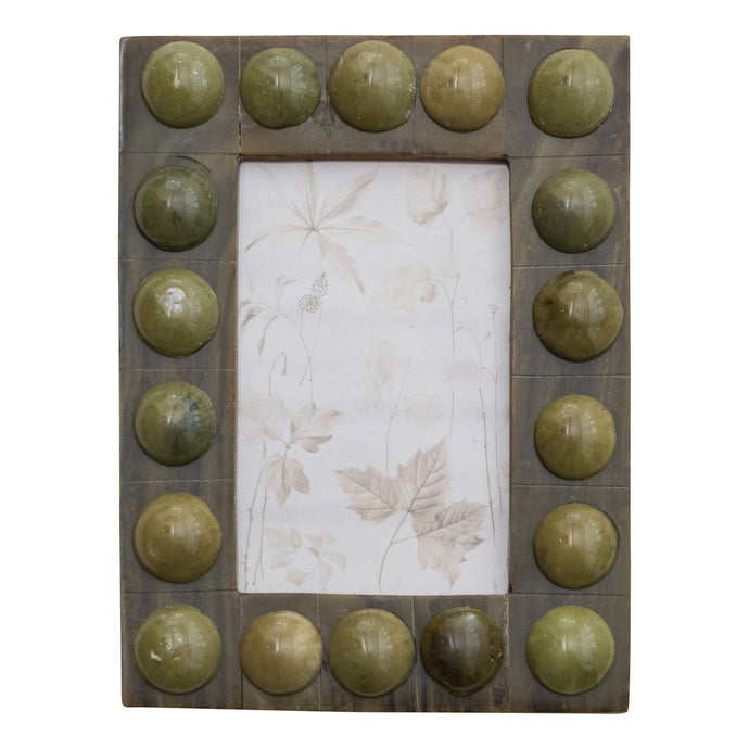 Handmade Marbled Resin Bobbin Photo Frame (For 4x6 Photo) (Hangs Vertically & Horizontally)
