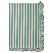 Load image into Gallery viewer, Woven Cotton Striped Tablecloth w/ Ruffle