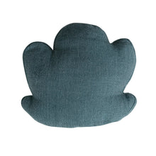 Load image into Gallery viewer, Teal blue textured fabric flower-shaped decorative pillow on white background
