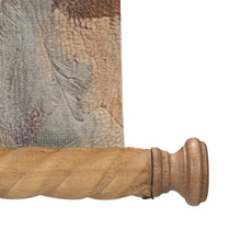 Load image into Gallery viewer, Decorative wall scroll with landscape artwork on canvas and carved wooden handle