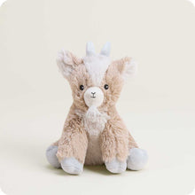 Load image into Gallery viewer, Brown and white plush goat stuffed animal with gray horns and hooves