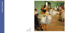 Load image into Gallery viewer, Open coloring book showing Degas ballet class painting with color-by-dot format