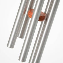 Load image into Gallery viewer, Wind chime with silver aluminum tubes and wooden striker with paw print design