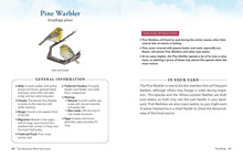 Load image into Gallery viewer, Open pages from Backyard Bird Sanctuary book showing Pine Warbler identification guide with illustrations