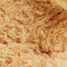 Load image into Gallery viewer, Close-up of golden blonde curly plush fur texture from stuffed animal toy