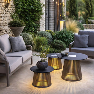 Metal Outdoor Table with Solar Lights