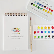 Load image into Gallery viewer, Emily Lex Studio spiral watercolor paper pad with paint set and round brush