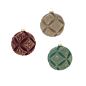 Load image into Gallery viewer, Three embossed velvet Christmas ornaments in burgundy, gold, and teal green