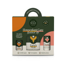 Load image into Gallery viewer, Live the Wild Houseplant Care Essentials Kit with three organic plant care products in green packaging