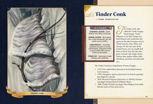 Load image into Gallery viewer, Open hardcover mushroom identification book showing Tinder Conk fungus illustration and detailed information page