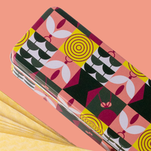 Load image into Gallery viewer, Colorful decorative tin box with geometric floral pattern design for storing gnat sticky traps