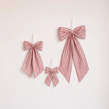 Load image into Gallery viewer, Candy Cane Red Fabric Bow