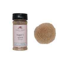Load image into Gallery viewer, Finch + Fennel Sugar + Spice Topper Seasoning in a clear 7 oz shaker jar with black lid