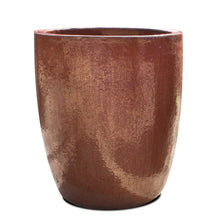 Load image into Gallery viewer, Crucible glazed ceramic planter in rustic terracotta red-brown with weathered finish