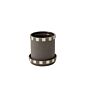 Load image into Gallery viewer, Dark brown ceramic pot with decorative silver stud embellishments and matching saucer