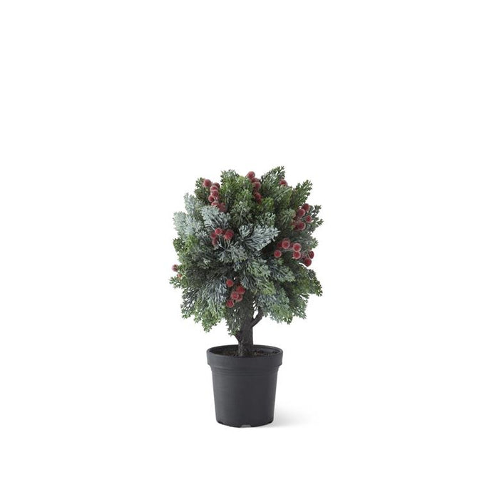 Icy Red Berry & Pine Ball Topiary