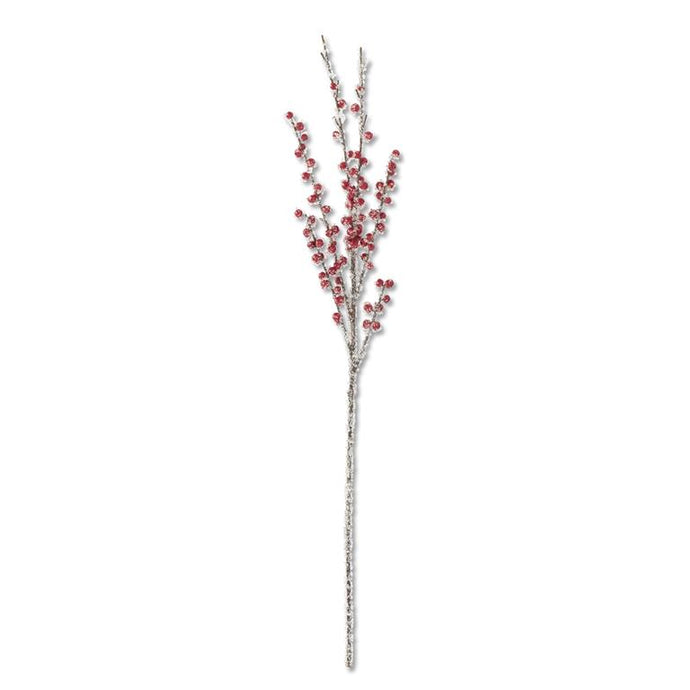 33 Inch Iced Red Berry Stem