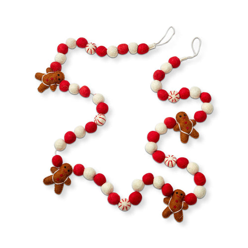 Gingerbread Man Wool Felt Garland