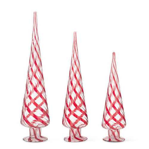 Red & Clear Glass Swirl Trees