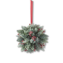 Load image into Gallery viewer, Icy Red Berry &amp; Pine Ball w/Red Ribbon