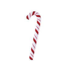 Load image into Gallery viewer, Red and white striped fabric candy cane decoration with curved hook top
