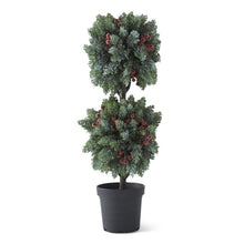Load image into Gallery viewer, Icy Red Berry &amp; Pine Ball Topiary