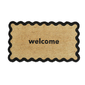 Welcome Scallop Shaped Pvc Coir Mat