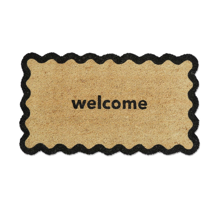 Welcome Scallop Shaped Pvc Coir Mat